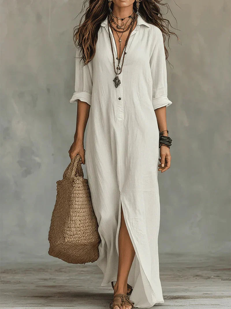 Céline™ | Vestido Maxi Amplio con Botones