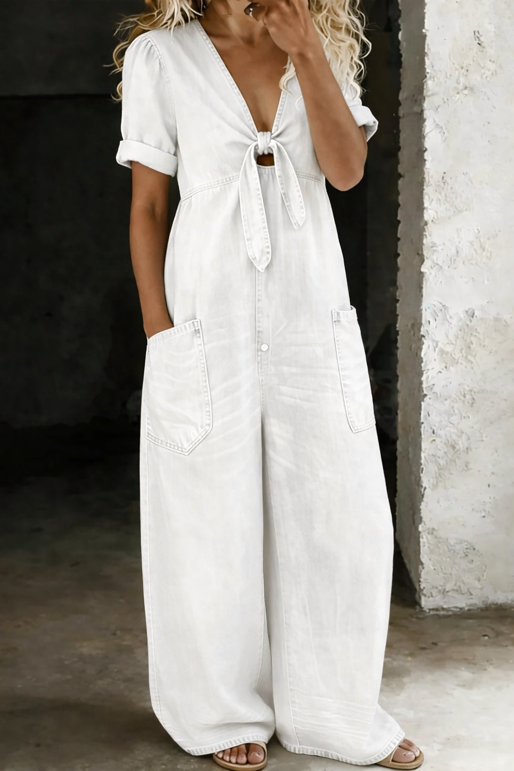 Luis & Pilar | Mono denim con escote en V