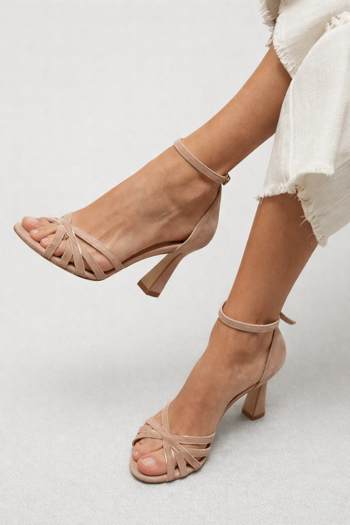 Marona | Sandalias de patchwork con punta redonda y tacón fino