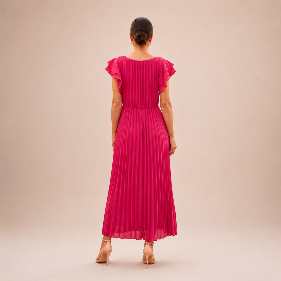 SERAPHINA | Elegante vestido maxi plisado con cintura retorcida