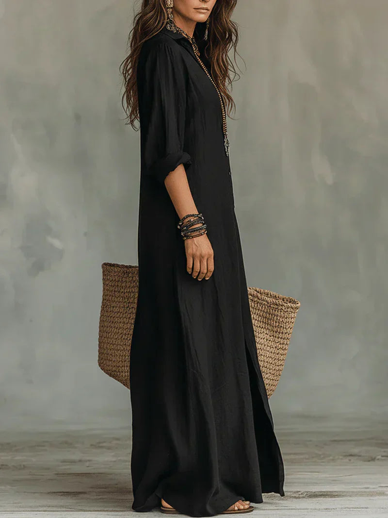 Céline™ | Vestido Maxi Amplio con Botones