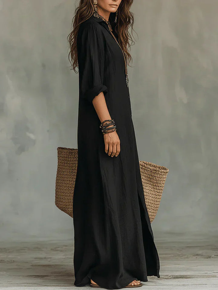 Céline™ | Vestido Maxi Amplio con Botones