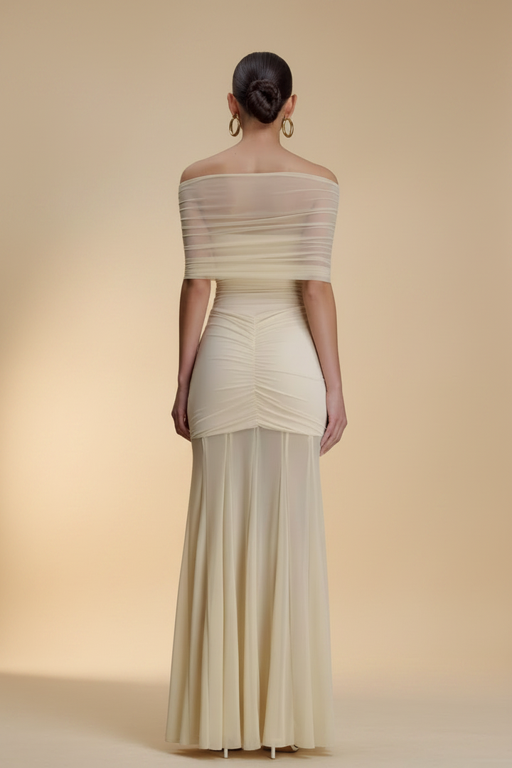 Aurelia – Vestido Maxi Drapeado Efecto Silueta